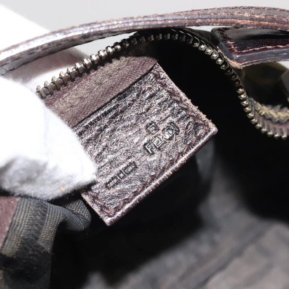 FENDI Zucca Canvas Hand Bag Black Brown Auth ep10930 - Picture 11 of 16